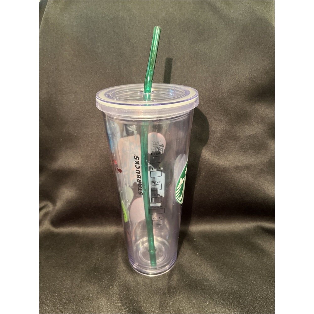 MINT DISNEY PARK STARBUCKS Venti 24oz Cold Clear Cup Double Wall w/ Lid & Straw - Picture 5 of 13